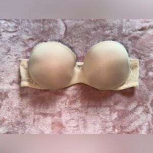 Nude Lace Push Up Strapless Bra